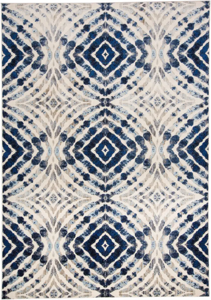 Ivory Blue And Gray Abstract Distressed Stain Resistant Area Rug Photo 2