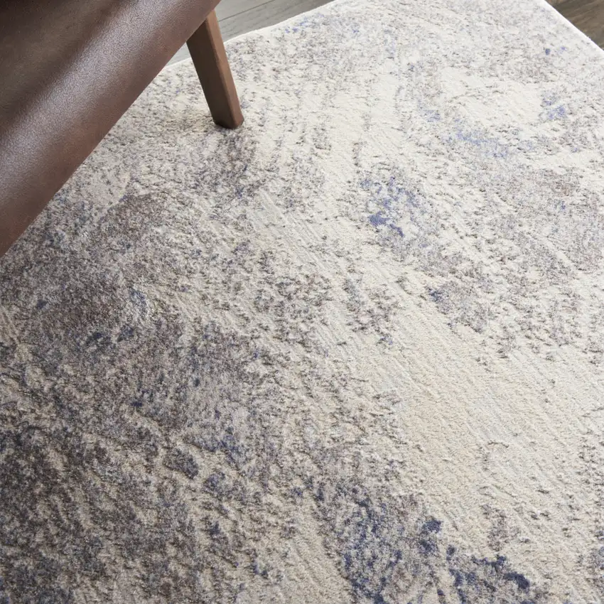 Ivory Blue And Gray Abstract Non Skid Area Rug Photo 6