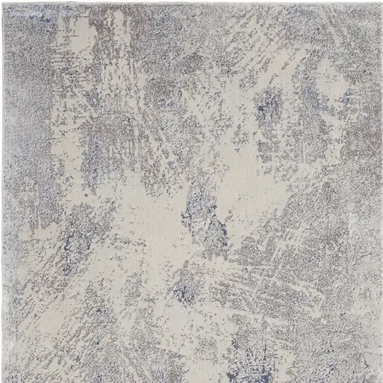 Ivory Blue And Gray Abstract Non Skid Area Rug Photo 8