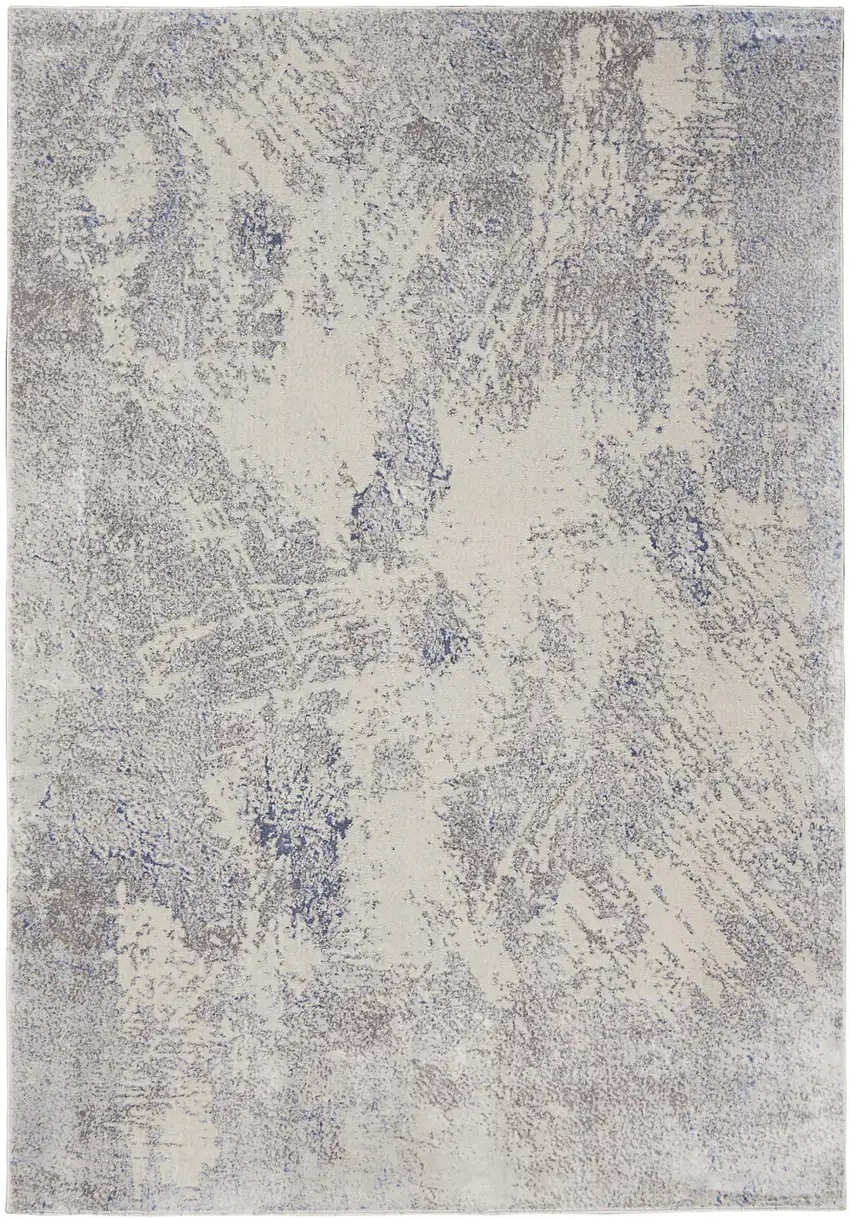 Ivory Blue And Gray Abstract Non Skid Area Rug Photo 9