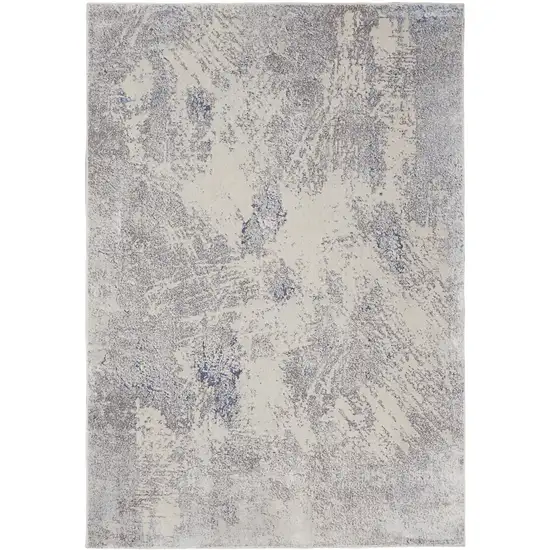 Ivory Blue And Gray Abstract Non Skid Area Rug Photo 9