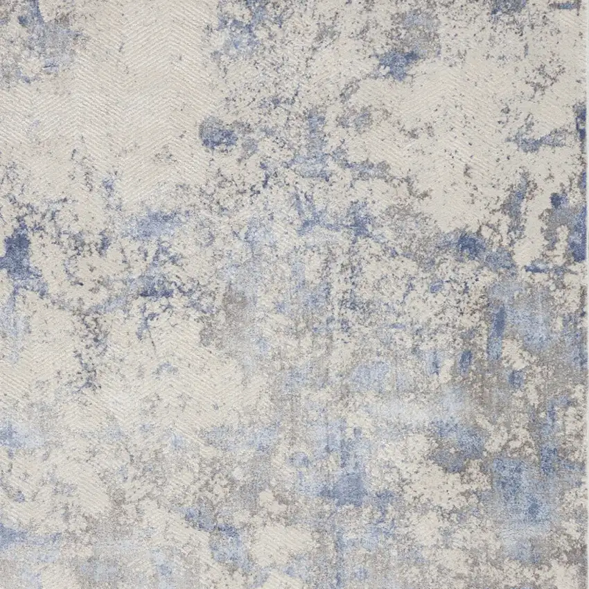 Ivory Blue And Gray Abstract Non Skid Area Rug Photo 7
