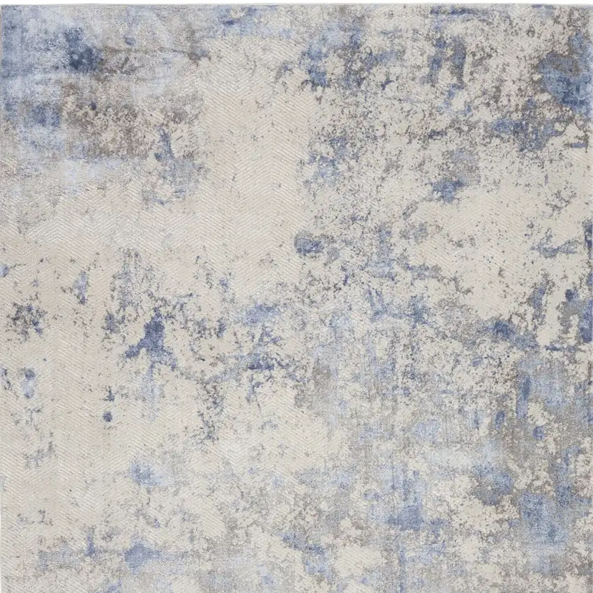 Ivory Blue And Gray Abstract Non Skid Area Rug Photo 8