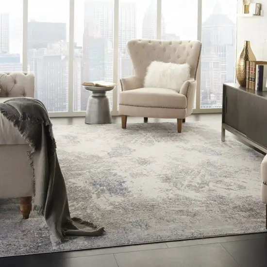 Ivory Blue And Gray Abstract Non Skid Area Rug Photo 7