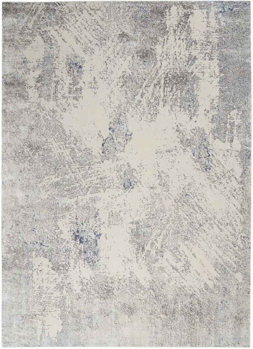 Ivory Blue And Gray Abstract Non Skid Area Rug Photo 9