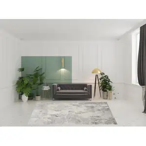 Photo of Ivory Blue And Gray Abstract Non Skid Area Rug