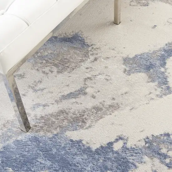 Ivory Blue And Gray Abstract Non Skid Area Rug Photo 4