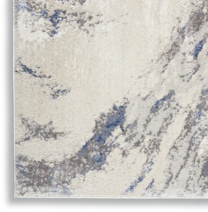 Ivory Blue And Gray Abstract Non Skid Area Rug Photo 9