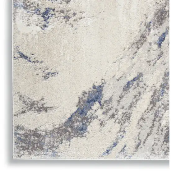Ivory Blue And Gray Abstract Non Skid Area Rug Photo 9