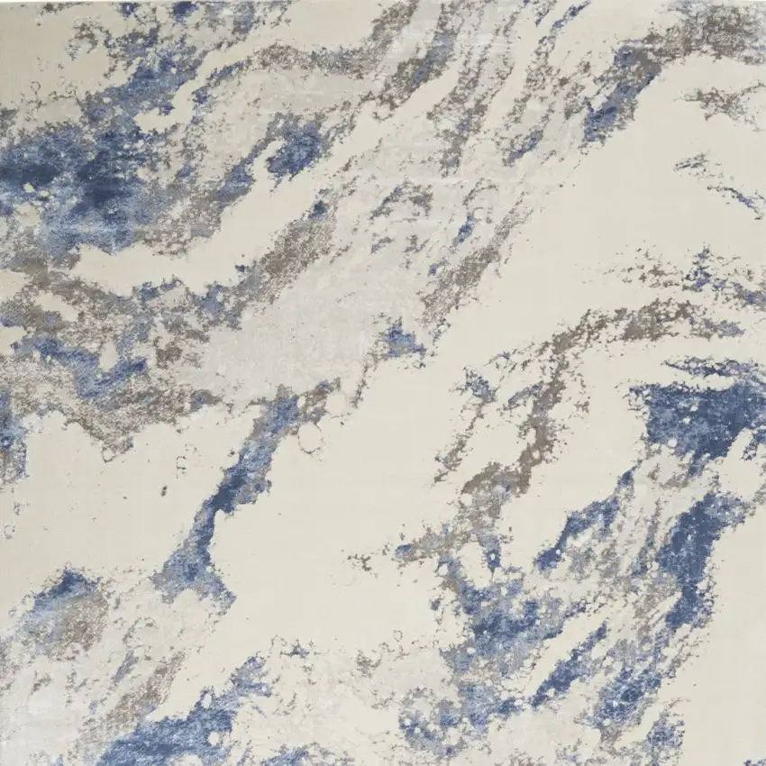 Ivory Blue And Gray Abstract Non Skid Area Rug Photo 7