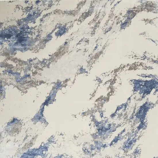 Ivory Blue And Gray Abstract Non Skid Area Rug Photo 7