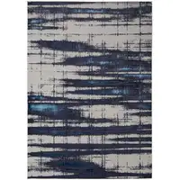 Photo of Ivory Blue And Gray Abstract Power Loom Distressed Area Rug