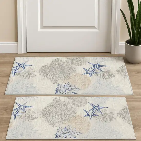 Ivory Blue And Gray Area Rug Photo 1