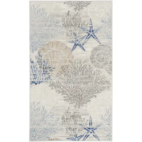 Ivory Blue And Gray Area Rug Photo 3