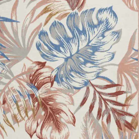 Ivory Blue And Gray Botanical Leaves Area Rug Photo 6