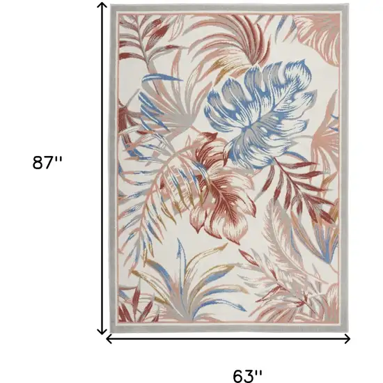 Ivory Blue And Gray Botanical Leaves Area Rug Photo 3