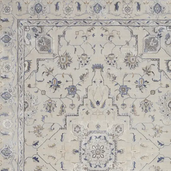 Ivory Blue And Gray Floral Area Rug Photo 7