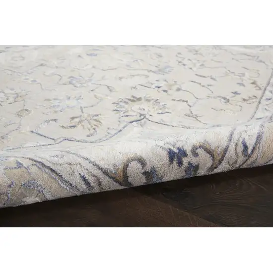 Ivory Blue And Gray Floral Area Rug Photo 8