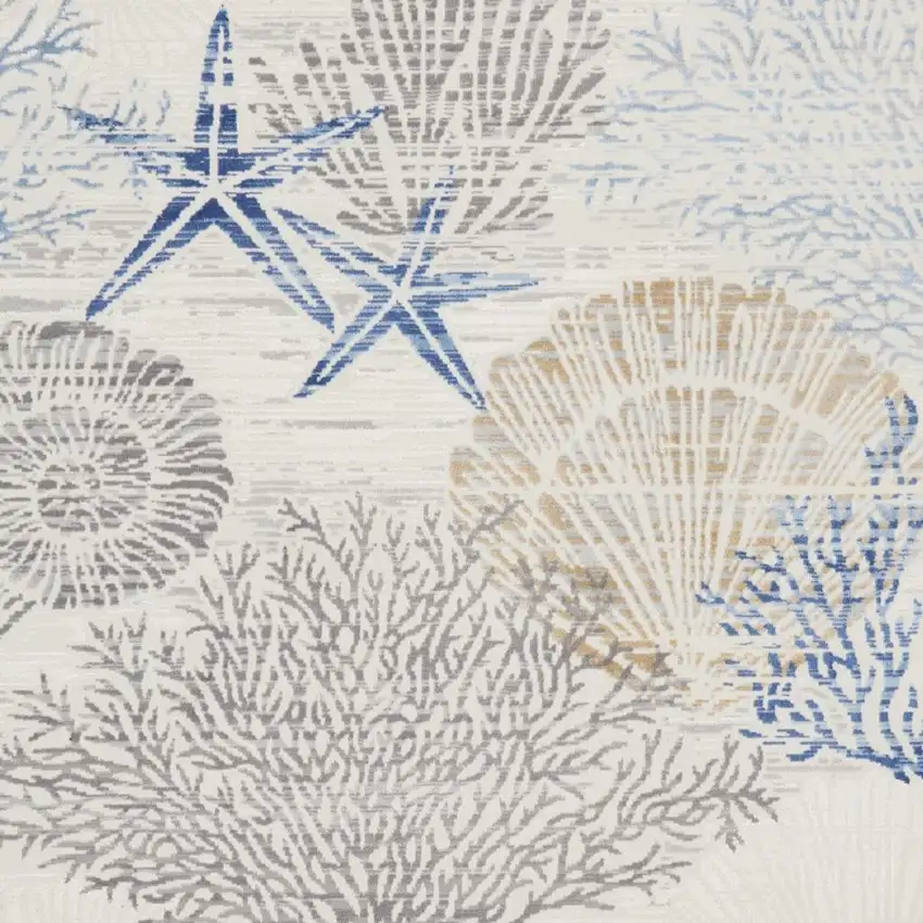 Ivory Blue And Gray Floral Non Skid Area Rug Photo 3