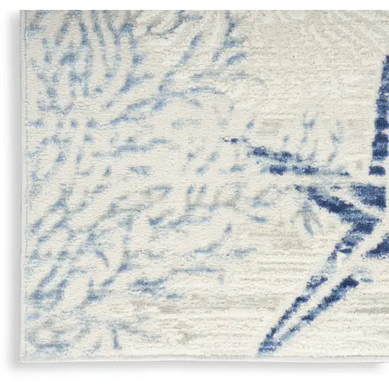 Ivory Blue And Gray Floral Non Skid Area Rug Photo 8