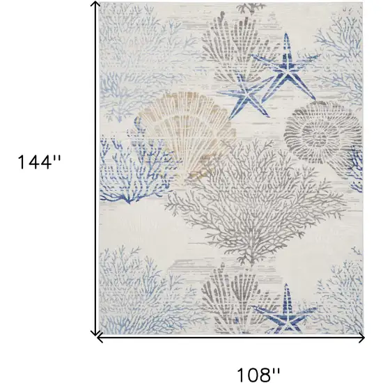 Ivory Blue And Gray Floral Non Skid Area Rug Photo 3