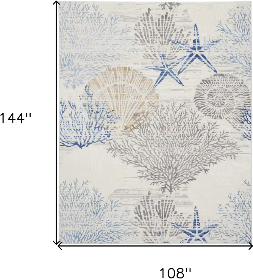 Ivory Blue And Gray Floral Non Skid Area Rug Photo 3