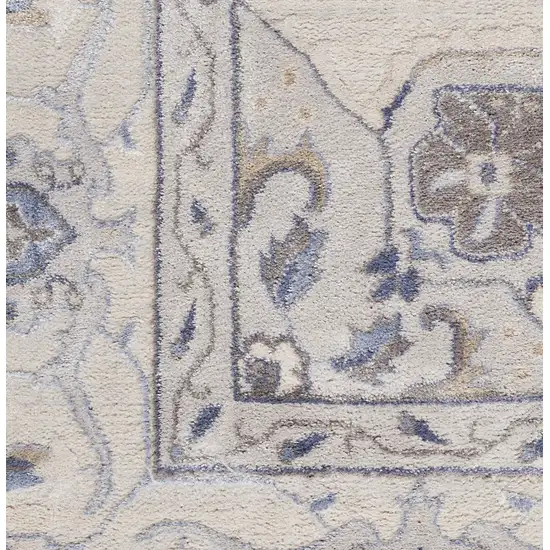 Ivory Blue And Gray Floral Non Skid Area Rug Photo 2