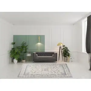 Photo of Ivory Blue And Gray Floral Non Skid Area Rug