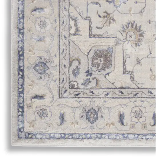 Ivory Blue And Gray Floral Non Skid Area Rug Photo 8