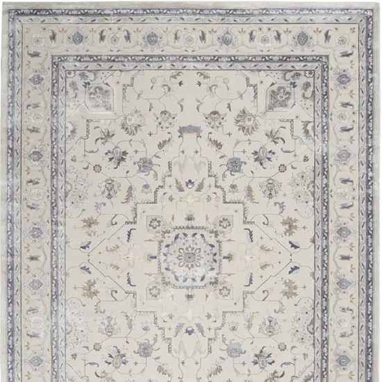 Ivory Blue And Gray Floral Non Skid Area Rug Photo 6