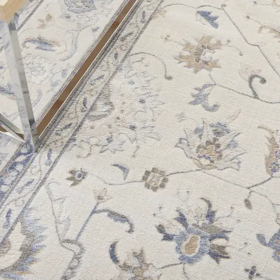 Ivory Blue And Gray Floral Non Skid Area Rug Photo 9