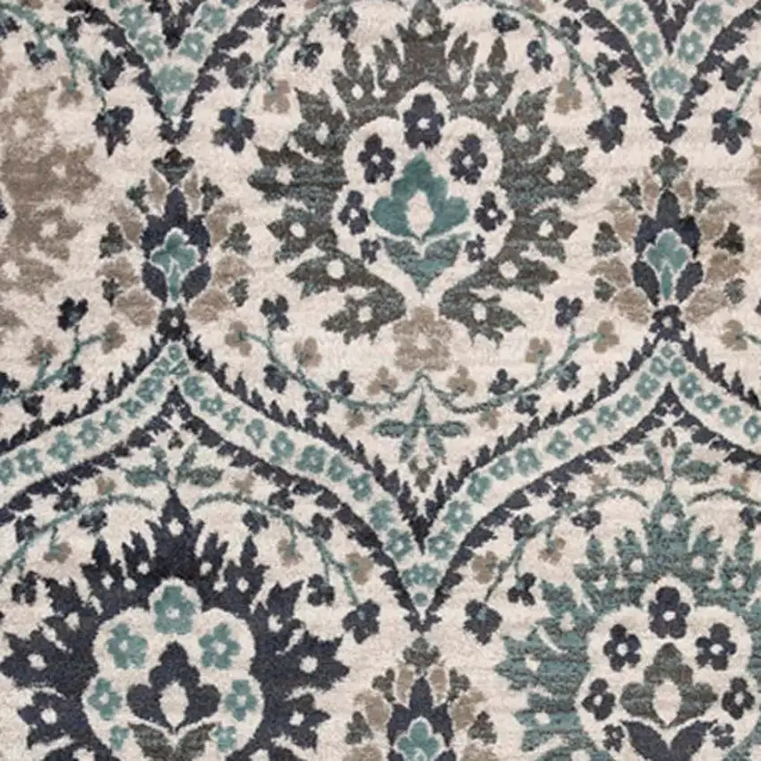 Ivory Blue And Gray Medallion Area Rug Photo 4