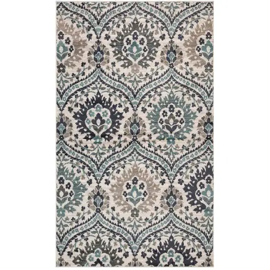 Ivory Blue And Gray Medallion Area Rug Photo 2