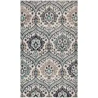Photo of Ivory Blue And Gray Floral Stain Resistant Area Rug