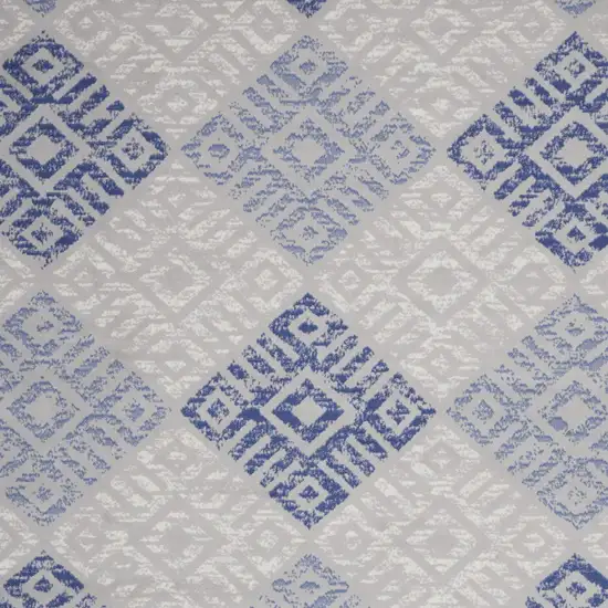 Ivory Blue And Gray Geometric Distressed Area Rug Photo 8