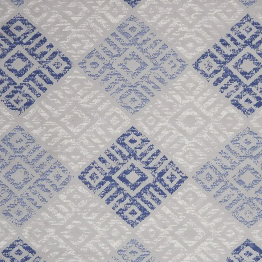 Ivory Blue And Gray Geometric Distressed Area Rug Photo 8