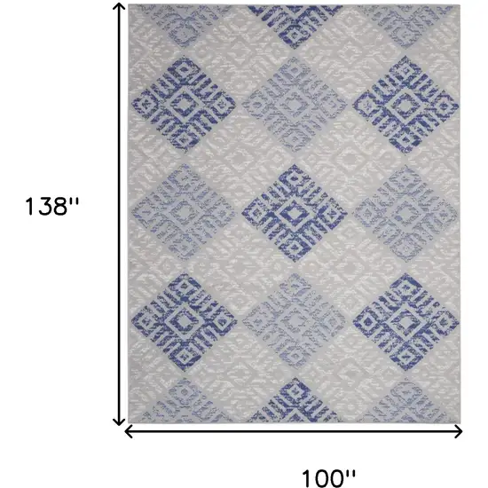 Ivory Blue And Gray Geometric Distressed Area Rug Photo 3