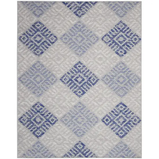 Ivory Blue And Gray Geometric Distressed Area Rug Photo 7