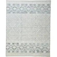 Photo of Ivory Blue And Gray Geometric Hand Knotted Area Rug