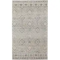 Photo of Ivory Blue And Gray Geometric Power Loom Distressed Area Rug