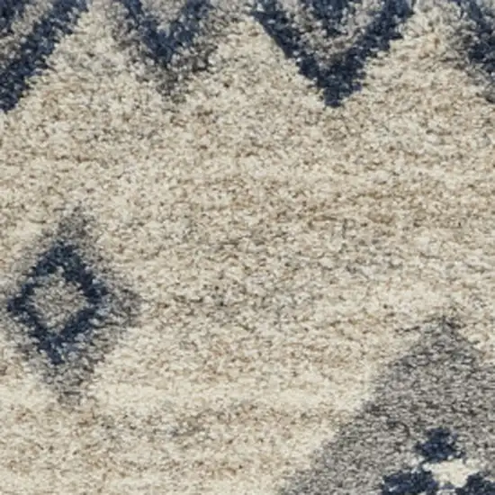 Ivory Blue And Gray Geometric Shag Non Skid Area Rug Photo 7
