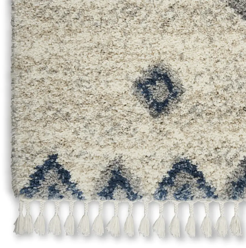 Ivory Blue And Gray Medallion Shag Non Skid Area Rug Photo 8