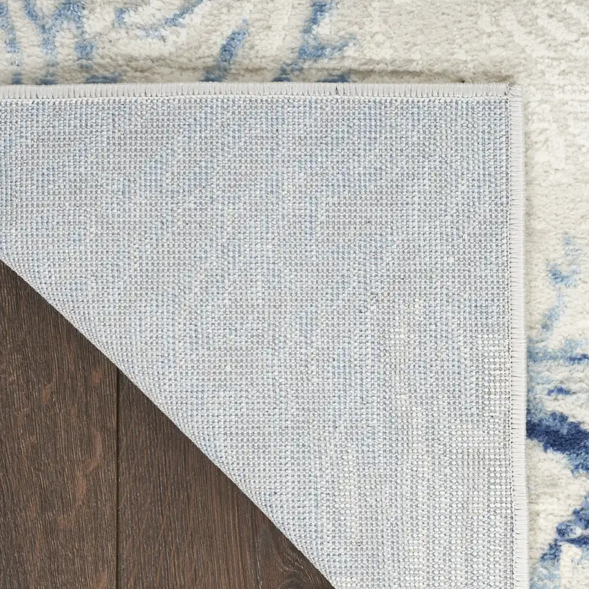 Ivory Blue And Gray Seashell and Coral Non Skid Area Rug Photo 9