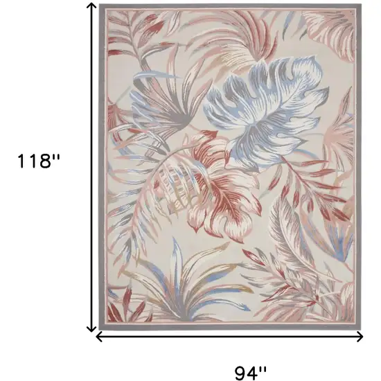 Ivory Blue And Gray Tropical Floral Area Rug Photo 3