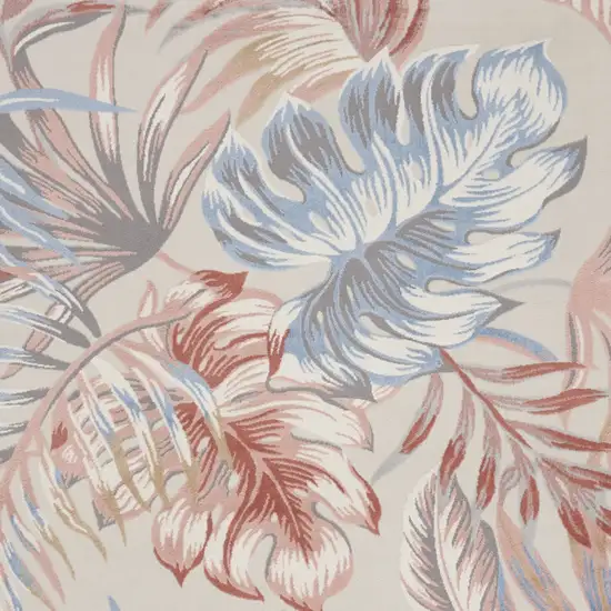 Ivory Blue And Gray Tropical Floral Area Rug Photo 6