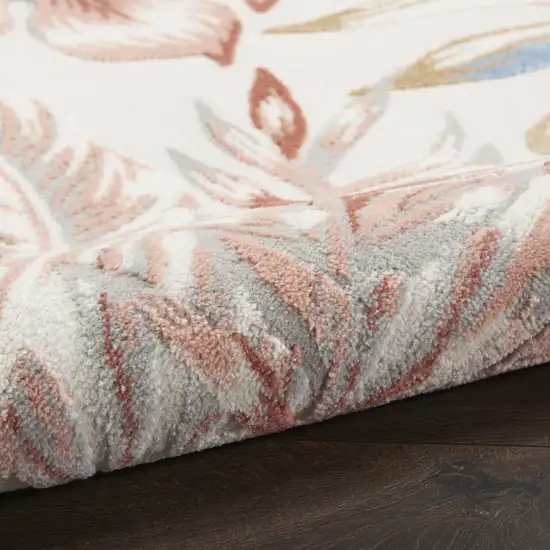 Ivory Blue And Gray Tropical Floral Area Rug Photo 8