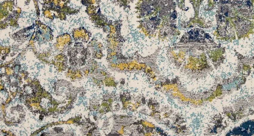 Ivory Blue And Green Floral Stain Resistant Area Rug Photo 9