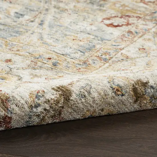 Ivory Blue And Orange Floral Distressed Area Rug Photo 9