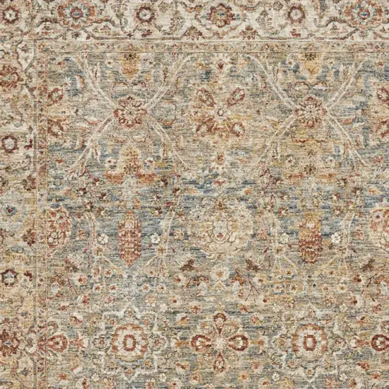 Ivory Blue And Orange Floral Distressed Area Rug Photo 7