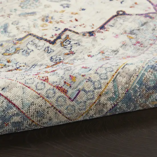 Ivory Blue And Orange Floral Distressed Area Rug Photo 5